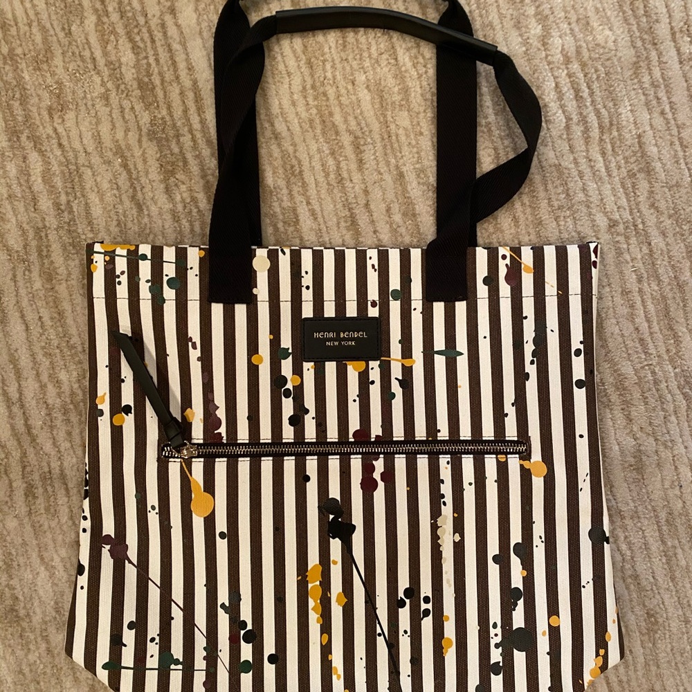 Henri Bendel splatter paint canvas tote